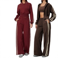 Nouvel ensemble de survêtements sportifs pour femmes, coupe ample, en tissu éponge, chaud et épais, avec veste à capuche et blocs de couleur assortis