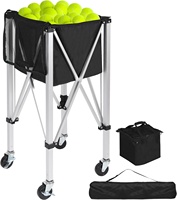 Chariot de rangement pliable et détachable pour récupération de balles avec roues pour tennis, tennis de table, badminton - Grande capacité pour plusieurs sports
