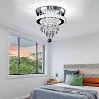 Plafonnier Rond en Cristal de Luxe Moderne Goutte de Pluie Led Lustre en Cristal Chambre à Coucher Salon Couloir Foyer Plafonniers