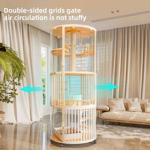 360 עץ מלא פנורמית יוקרתית וילה חתולה גדולה מקורה ארבע עונות קן חתול כלוב בית לחיות מחמד - Product Image 4