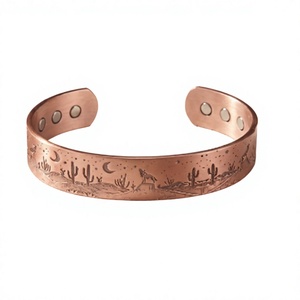 Handcrafted Southwestern Desert Landscape Motif Magnetic Copper Therapy <b>Wristband</b> Bracelet Personalization <b>Customizable</b> Size - Product Image 1