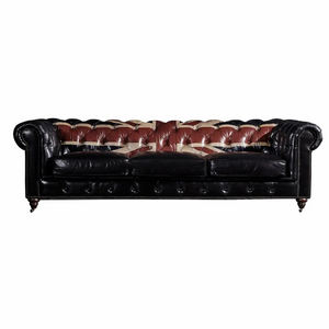 أريكة غرفة المعيشة من الجلد الأصلي الخشن مع العلم أريكة من الجلد العتيق أريكة تشيسترفيلد - Product Image 1