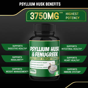OEM Label pribadi kapsul diet Psyllium Psyllium Husk dan Fenugreek pendukung kesehatan pencernaan-60 Kapsul - Product Image 3