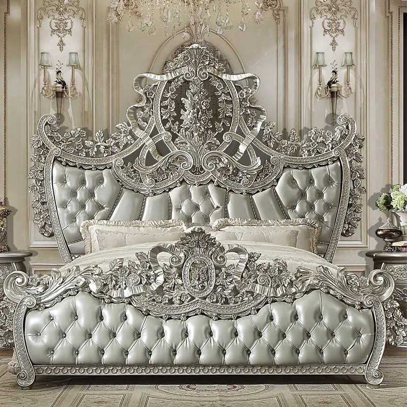 American Style Wooden Carving Antique Classic Home Furniture Bedroom Sets Luxury Royal King Size Bed