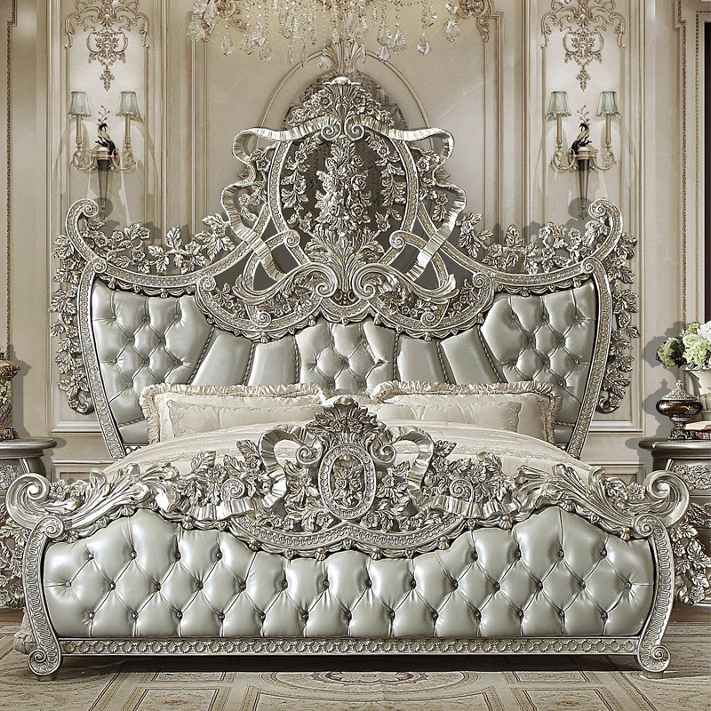 American Style Wooden Carving Antique Classic Home Furniture Bedroom Sets Luxury Royal King Size Bed