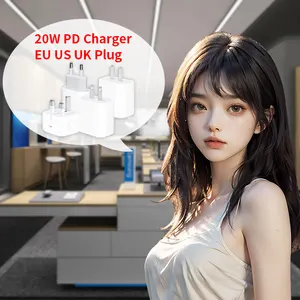 原装质量20w快速充电器适配器PD 3.0欧盟/美国/英国插头电源适配器，适用于iPhone 11 12 13 14 15promax充电器