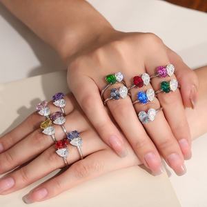 Bague de fiançailles et de mariage en moissanite personnalisée de luxe, or blanc 18K 14K, double ovale, saphir rose, pierre précieuse IGI, pour les fêtes - Product Image 2