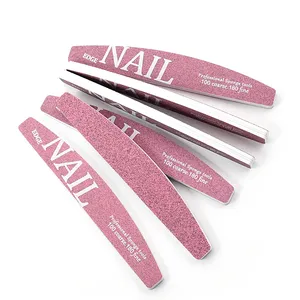 Limas de uñas de media luna con logotipo personalizado, bloque de lijado de búfer de doble cara Rosa grueso 100/180 <span class=keywords><strong>para</strong></span> moler uñas de los dedos, <span class=keywords><strong>esmeril</strong></span> hecho - Product Image 2
