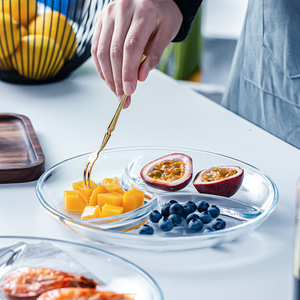 Piatto di vetro gnocco piatto di frutti di mare piatto per la colazione piatto multiuso da 10 pollici Multi-funzione bassa di boro temperato - Product Image 4