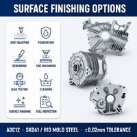 Pièces de fonderie sous pression en aluminium personnalisées OEM ADC12, carter moteur, couvercle de moteur, usinage CNC, traitement de surface, usine