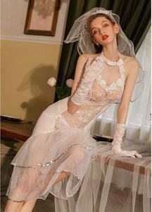 Lencería Sexy, Vestido de Tentación, Juego de Roles Sexy, Encaje Fino, Vestido Largo de Malla Transparente, Lencería de Princesa para Boda - Product Image 4