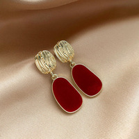 Boucles d'oreilles clous géométriques rétro en résine ambrée pour femmes, plaquées or, en acier inoxydable anti-allergique, accessoires de mode, cadeau