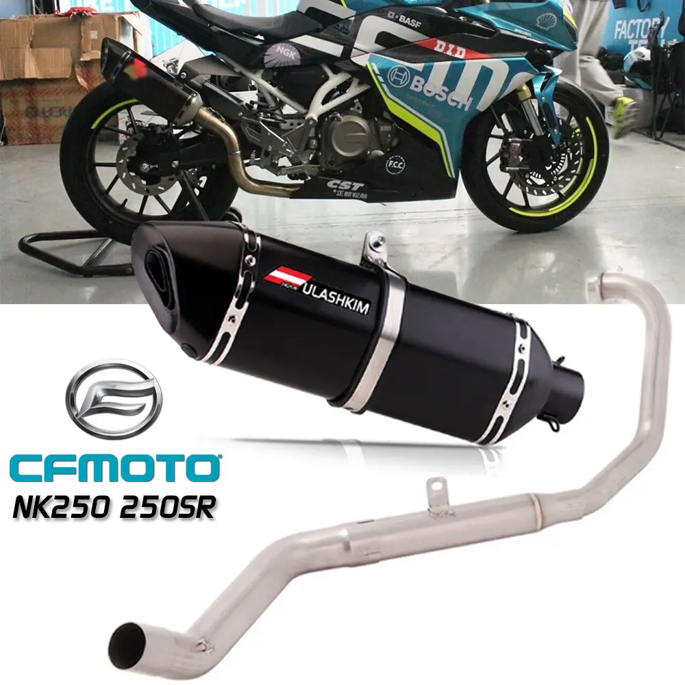 Full-Systeem Uitlaat Voor Cf Moto Nk250 250sr Motorfiets Uitlaatdemper Escape Front Middle Link Pipe Met Db Killer Uitlaat