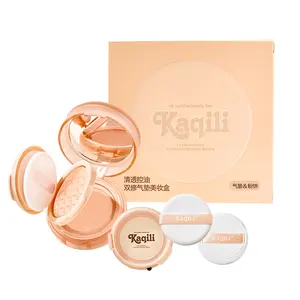 Kaqili duplas camadas óleo control air cushion BB creme e alta cobertura suave maquiagem em pó pressionado com sopro