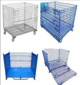 Aman dan Terpercaya Stackable Logistik Meja Trolley Mesh Logistik Penyimpanan