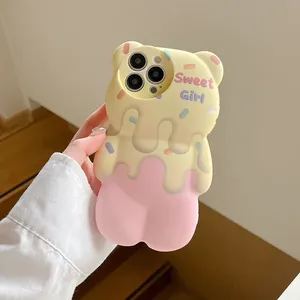 3D เคสซิลิโคนลายหมีละลายน่ารักสำหรับ iPhone 14 13 PRO MAX 13 12 11 Pro x XR XS MAX - Product Image 2