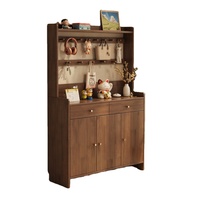 Meuble de rangement haut multifonctionnel en bois massif de caoutchouc, sur mesure, couleur unie, pour entrée, couloir ou chambre, avec compartiment à chaussures
