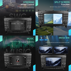 Autoradio Android Podofo 4+64G 7'' pour <span class=keywords><strong>Mercedes</strong></span>-Benz Classe CLC/Classe C W203, CarPlay/Android Auto sans fil, <span class=keywords><strong>GPS</strong></span>, WiFi, vente en gros - Product Image 3