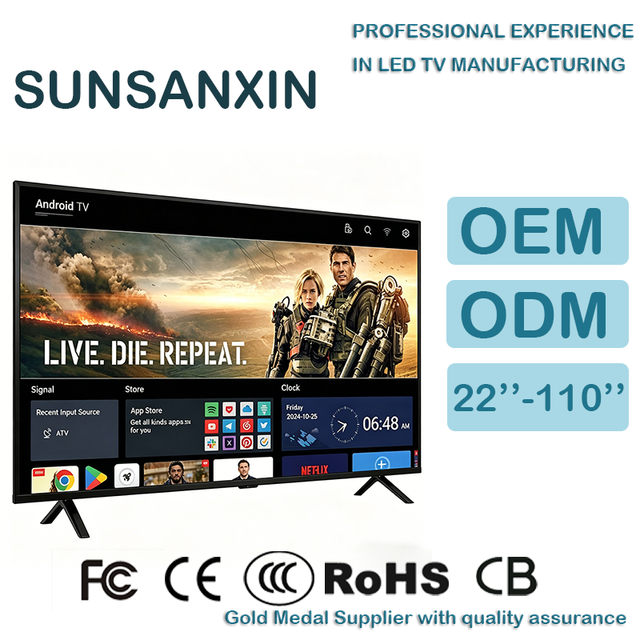 OEM Customizable LED Smart TV 32-85 Inch 4K Android HDTV with Full HD 1080p for Hotel Use
