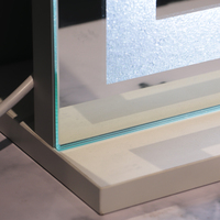 Table de toilette moderne pour chambre à coucher, miroir cosmétique avec lumière LED, grand miroir de maquillage intelligent avec décor en sable de cristal, 3 couleurs de lumière