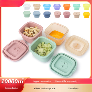Boîte de conservation alimentaire en silicone personnalisée en usine - Contenant de conservation pour réfrigérateur pour aliments pour bébés et enfants, boîte bento sans BPA pour la préparation des <span class=keywords><strong>repas</strong></span> - Product Image 2