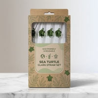 Lot de pailles en verre créatives en forme de tortue pour thé au lait et jus, résistantes aux hautes températures, emballage personnalisé, vente en gros