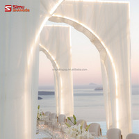 Arche de mariage lumineuse en fer, support de toile de fond pour événements, cadre de décoration de table de mariage extérieur pour dîner, avec tissu