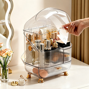Portable Cosmetic Storage <b>Box</b> Large Capacity Desktop <b>Makeup</b> Case Dustproof Skincare Organizer Rectangle Standing Type - Product Image 2