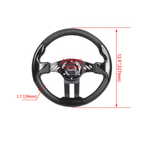 CRASTP Racing Steering <b>Wheel</b> 13 Inch PU Leather 3 <b>Spoke</b> For Car Performance - Product Image 4