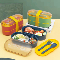 Vente en gros de boîtes à lunch Bento double couche de 800ml avec logo personnalisé Isolation double couche en plastique isolée thermiquement chauffée