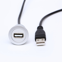Conector USB Tipo A 2.0 Hembra a Macho con Cable de Extensión (60cm/150cm) para Instalación en Orificios de 22mm