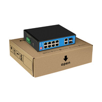 Commutateur PoE Gigabit industriel 12 ports, 8 ports PoE Plus GE, 2 ports GE Plus, 2 ports fibre SFP, IP40, rail DIN, garantie 5 ans