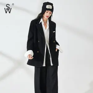 Blazer nero donna cappotto moda oversize plus size stile coreano fornitore originale blazer donna all'ingrosso