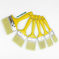 Pinceaux à peinture manche en plastique jaune brosse à peinture poils + pinceau à puce synthétique PET pour mur