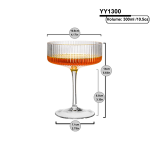 Elegante diseño clásico Vintage 300ML acanalado plástico Coupe gafas <span class=keywords><strong>de</strong></span> cóctel para el hogar y la fiesta - Product Image 6