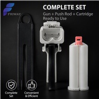 Pistolet à mélange statique 1:1 pour adhésifs, ensemble complet avec cartouche à poussoir, distributeur ergonomique d'époxy bi-composant, pratique et prêt à l'emploi