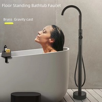 Robinet de baignoire sur pied en laiton de luxe avec jets/douche douce/douche pluie, double poignée, design moderne pour usage hôtelier OEM