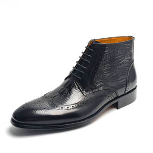 <span class=keywords><strong>Stivaletti</strong></span> Brogue da <span class=keywords><strong>Uomo</strong></span> Personalizzabili Comodi Fatti a Mano in Pelle di Vitello con Stampa Retrò e Chiusura Stringata Stivale Invernale Nero - Product Image 2