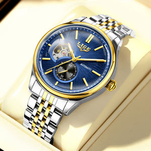 Nouvelle arrivée Montre automatique pour homme Montre mécanique multifonctionnelle Or blanc Cadran bleu Squelette Tourbillon Montre de luxe pour homme - Product Image 1