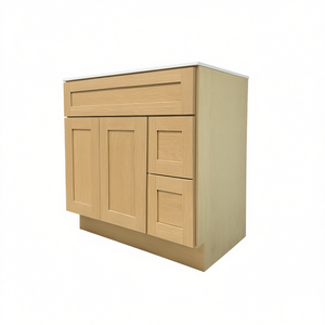 Meuble-lavabo Alliance Building Materials en chêne blanc moderne 36 pouces avec tiroirs à fermeture douce, finition naturelle, prêt à assembler - Product Image 1