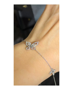 New Rare Diamond Unisex 14K Gold Lab Grown <b>Butterfly</b> Shape Diamond Tennis & Bangle <b>Bracelet</b>-Perfect Wedding Engagement Gift - Product Image 1