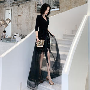 Vestido Largo de Noche con Abertura, Estilo Sexy, Cuello en V, de Gasa, para Fiesta de Gala, Baile de Graduación, Modelo 2026, OEM - Product Image 2