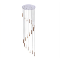 Lustre LED suspendu réglable pour les escaliers dans les bâtiments duplex, les villas et les greniers. Disponible en or/noir/blanc.