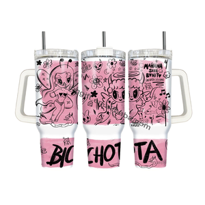 Vaso Térmico Personalizado con Logotipo Grabado con Láser Karol G Mañana Será Bonito, Vaso <span class=keywords><strong>de</strong></span> Acero Inoxidable Aislado al Vacío con Pajita - Product Image 4