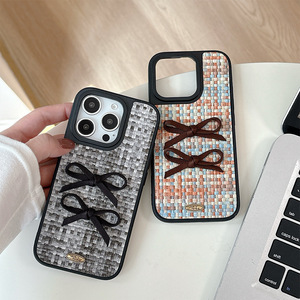 PU Leather Design Bow Phone Case for 17 Pro Max <strong>Simple</strong> Custom Design Korean Style Women's iPhone <strong>Cover</strong> for 16 Plus 15 14 13 12 - Product Image 2