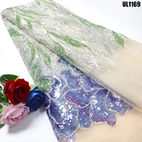 Nouvelle mode Émirats arabes unis Dubaï Tissu en dentelle de luxe Broderie artisanale Dentelle perlée avec paillettes Autriche Robe de mariée