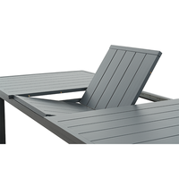 Ensemble de meubles de jardin modernes 9 places en aluminium Fimous canapé d'angle pour l'extérieur table de foyer au propane tissu gris foncé imperméable