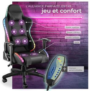 Silla <span class=keywords><strong>Gamer</strong></span> Ergonómica 2D de la Mejor Calidad y Precio, con Iluminación LED, Personalizable, Negra, Nueva, Giratoria, Silla de Oficina para Juegos con LED Azul - Product Image 6