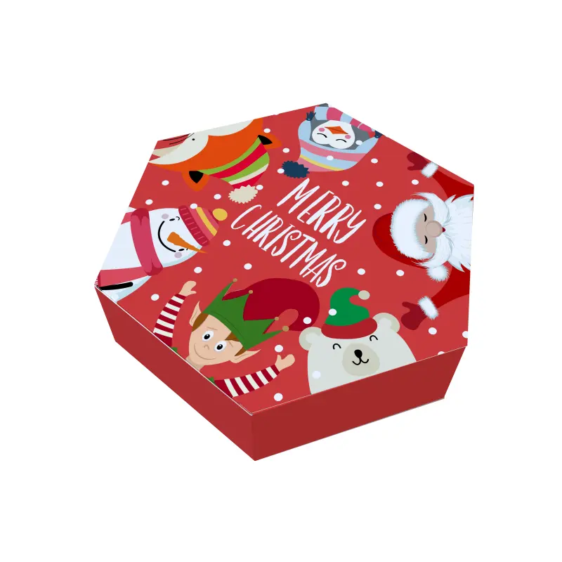 クリスマスの休日のためのホットデザインの六角形のふたとベースの化粧品装飾ギフト段ボール箱