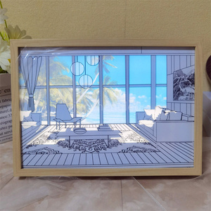 Kimetsu No Yaiba arte pintura diseño 3D <span class=keywords><strong>noche</strong></span> LED 3 colores madera foto marco luz dormitorio decoración lámparas Anime Demon Slayer - Product Image 3